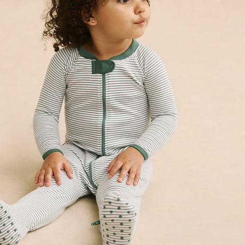 LAKE Baby Pima Cotton Pajamas Classic Green Baby Sleeper