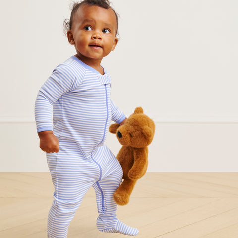 summer pajamas for infants Baby Sleeper in Hydrangea | Soft Pajama/Sleepwear | Pima Cotton | 12-18m