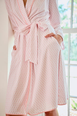 Women | Pima LAKE Blockprint Cotton | English | Pajamas Rose Robe