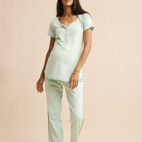LAKE Women Pima Cotton Pajamas Parisian Green Maternity