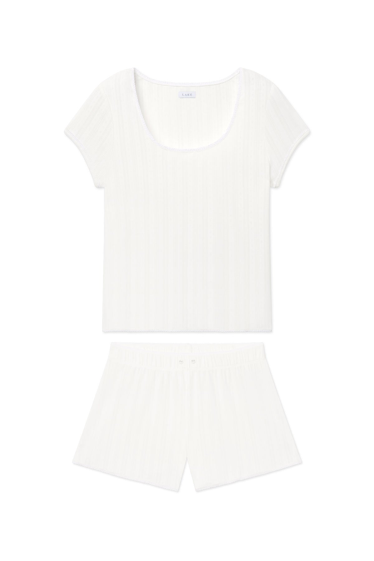 Pointelle Shorts Set in White XS