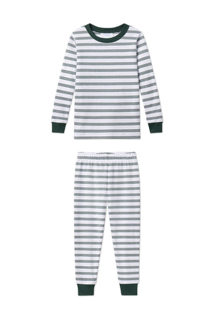 LAKE | Kids | Pima Cotton Pajamas | Conifer Stripe Kids Long-Long Set