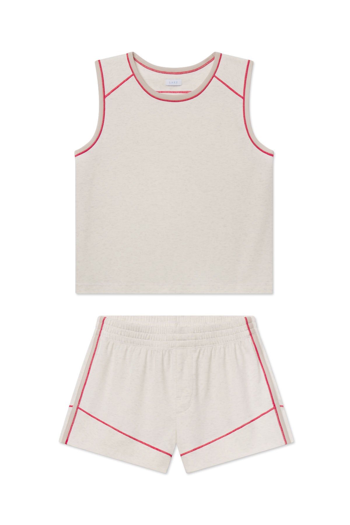 Balance Knit Wave Tank-Short Set in Stone Heather XS