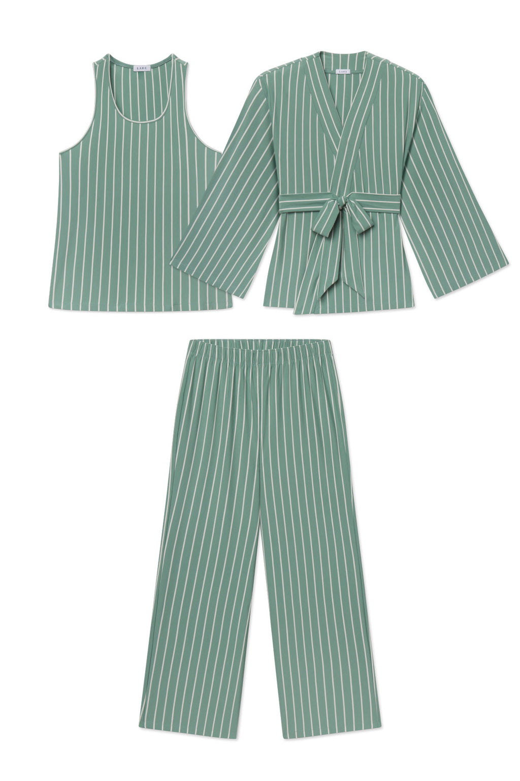 DreamModal® Kimono Three-Piece Pants Bundle in Boxwood Vertical Stripe - Featured Image 6