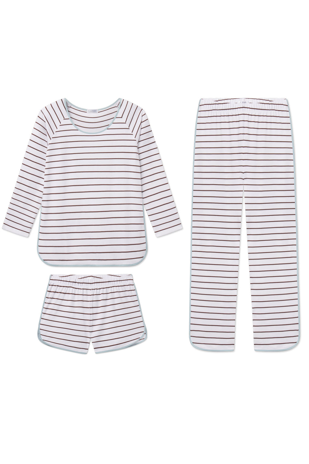 Pima Long Sleeve Three-Piece Bundle in Cocoa Club Stripe - Featured Image 4