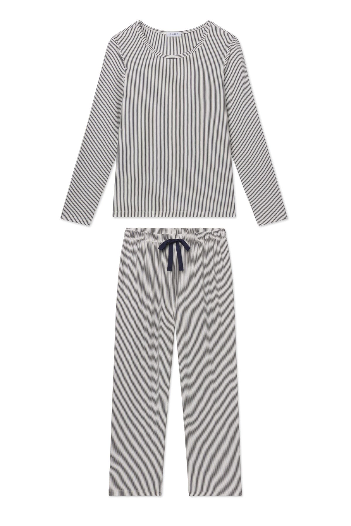 Dream Modal Ribbon Long-Long Set in English Navy Vertical Stripe XS