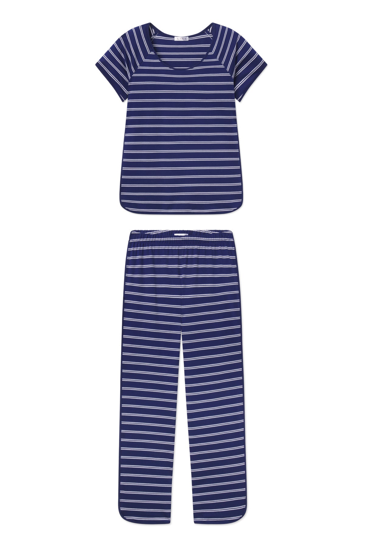 Pima Short-Long Set in Blue Depths Tidal Stripe XS / Cropped