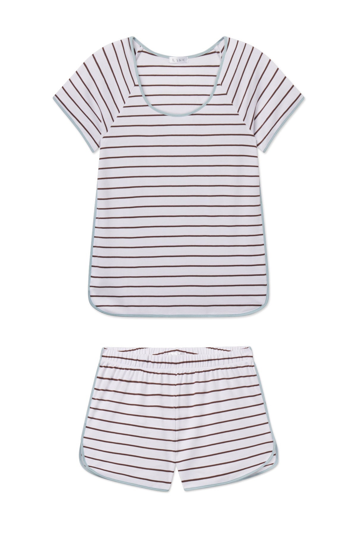 Pima Shorts Set in Cocoa Club Stripe XS