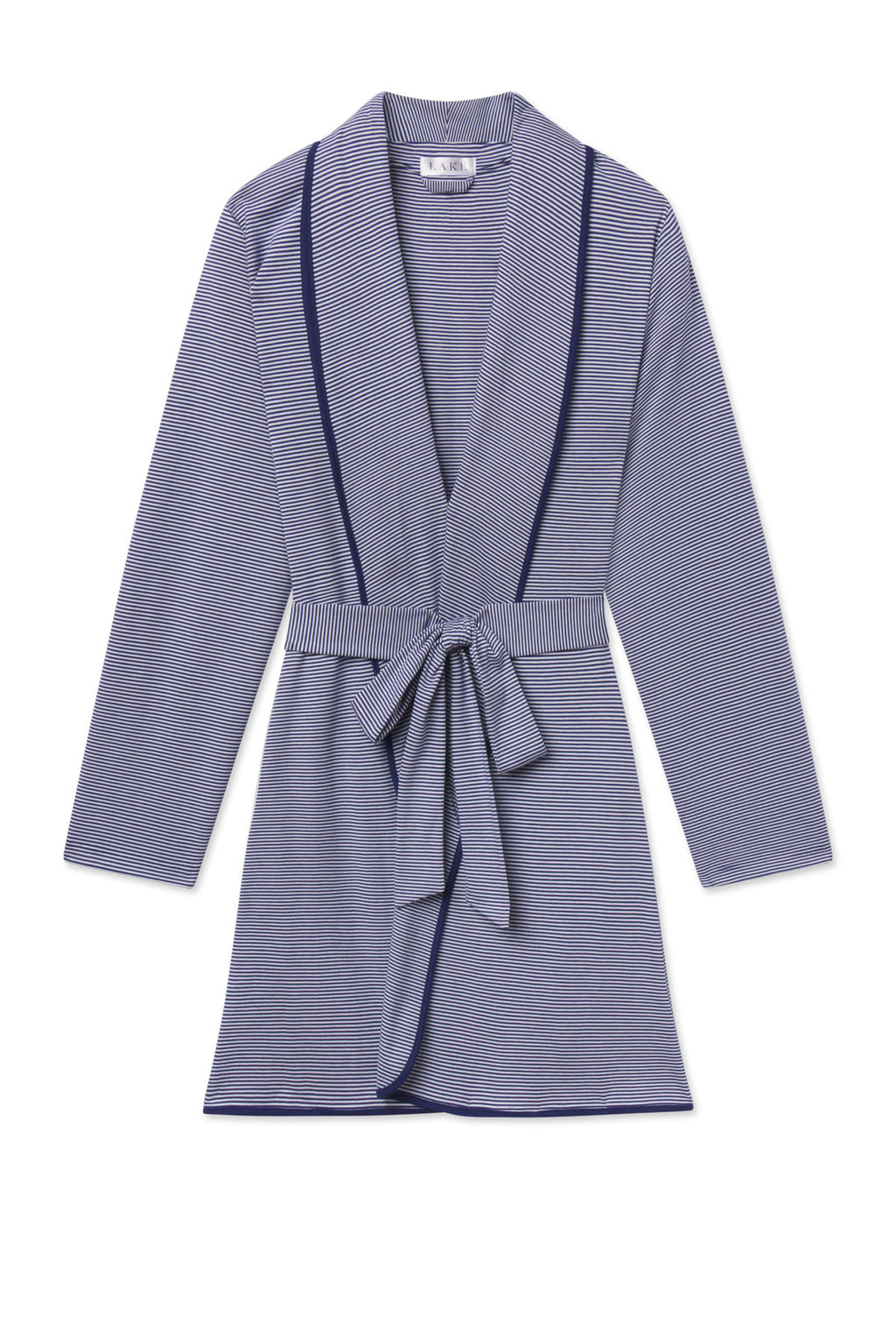 Pima Short Robe in Blue Depths Mini Stripe - Featured Image 5