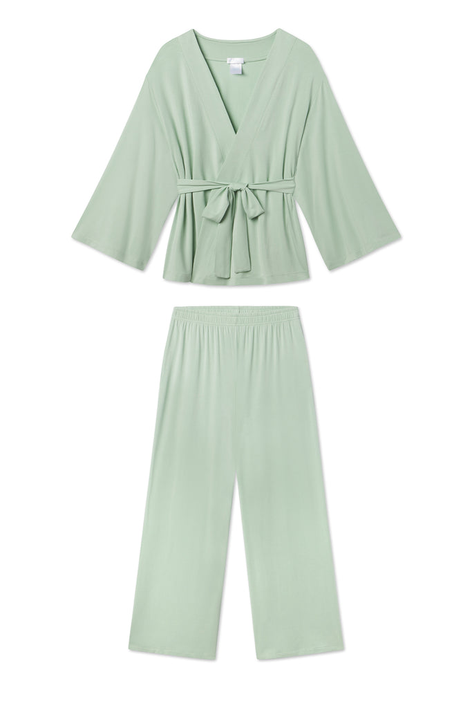 DreamKnit Kimono Pajama Set in Aloe — XXS