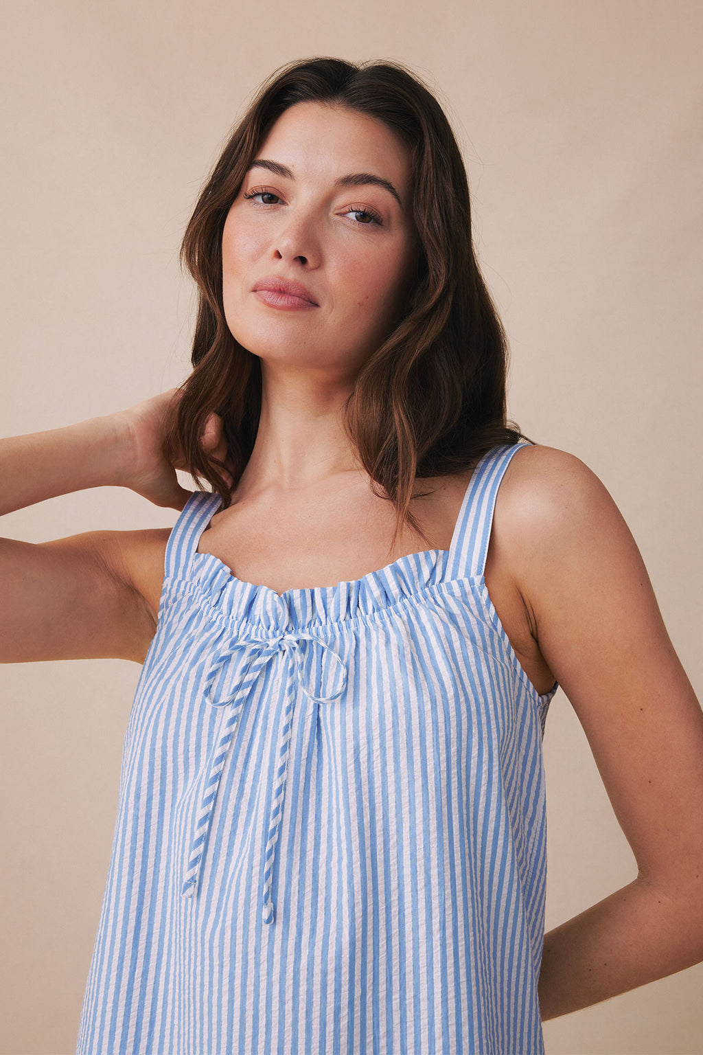 Alice Shorts Set in Blue Seersucker - Main Image 1