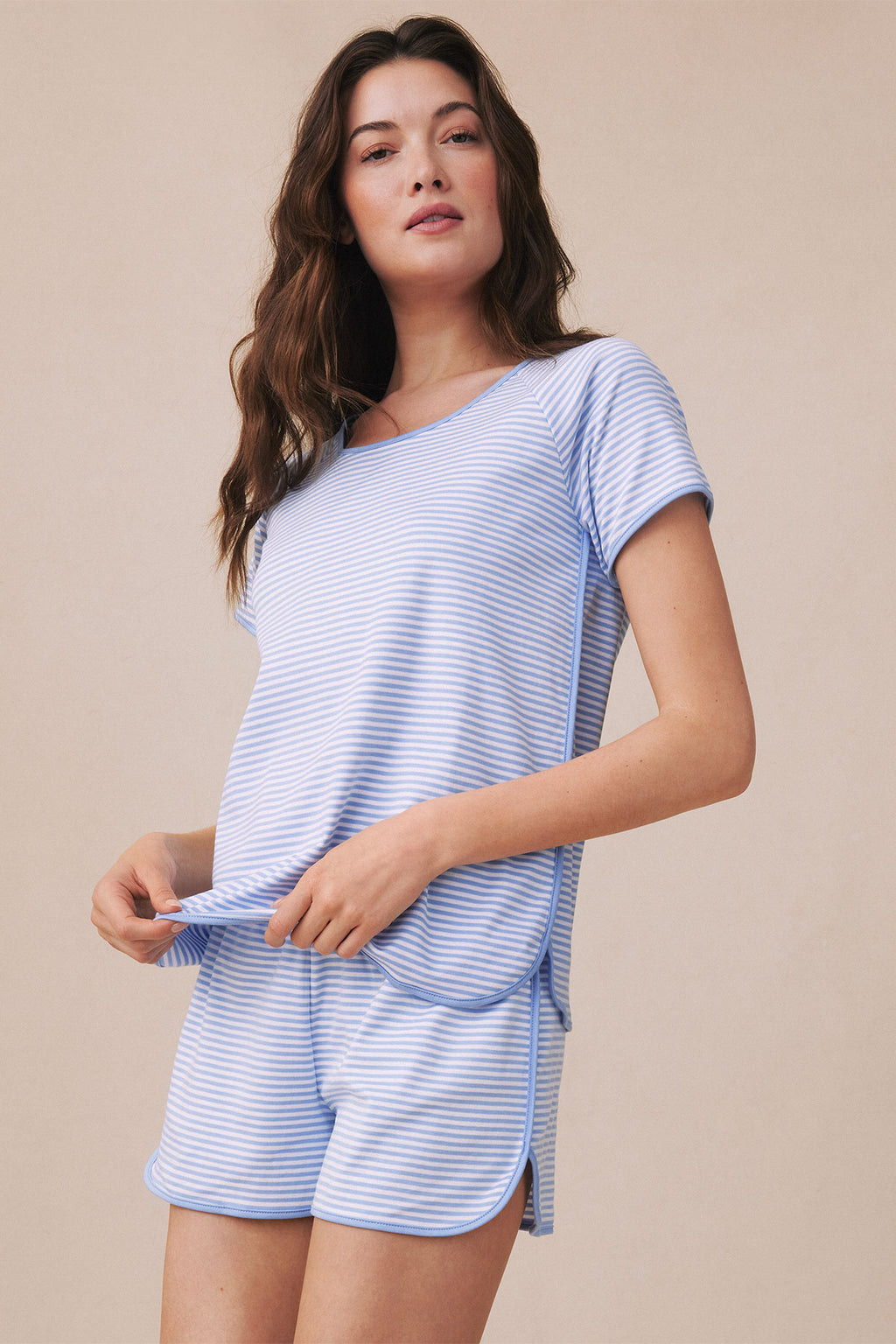 Pima Shorts Set in Hydrangea - Main Image 3