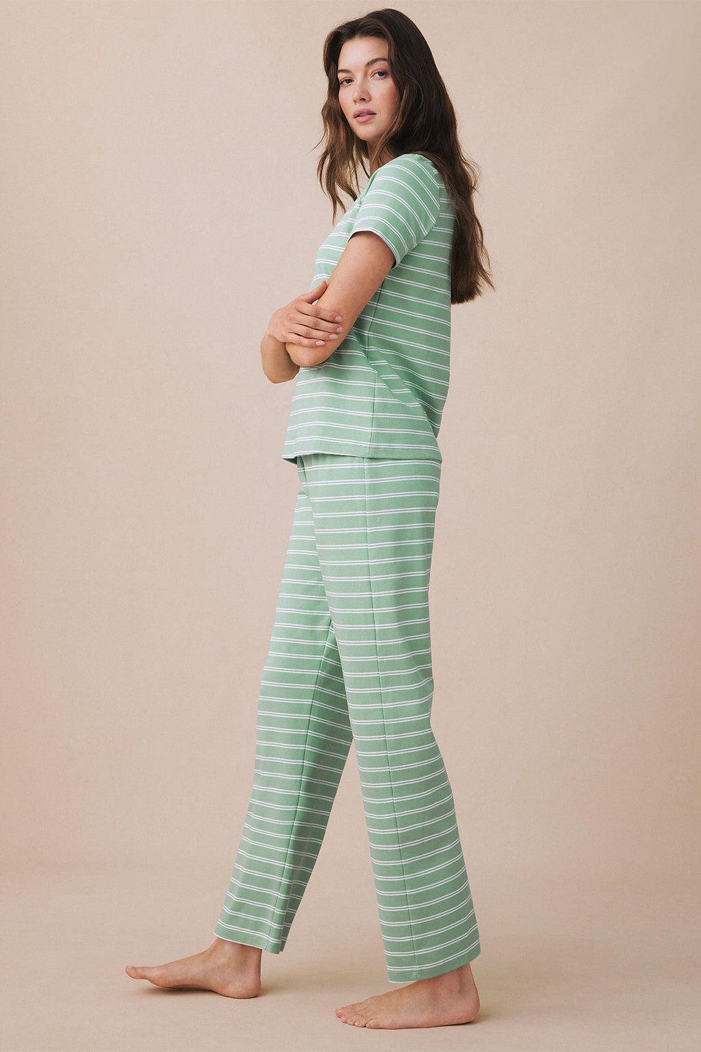 Pima Crew Short-Long Set in Meadow Stripe - Main Image 4
