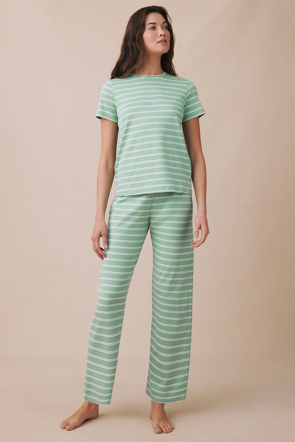 Pima Crew Short-Long Set in Meadow Stripe - Main Image 3