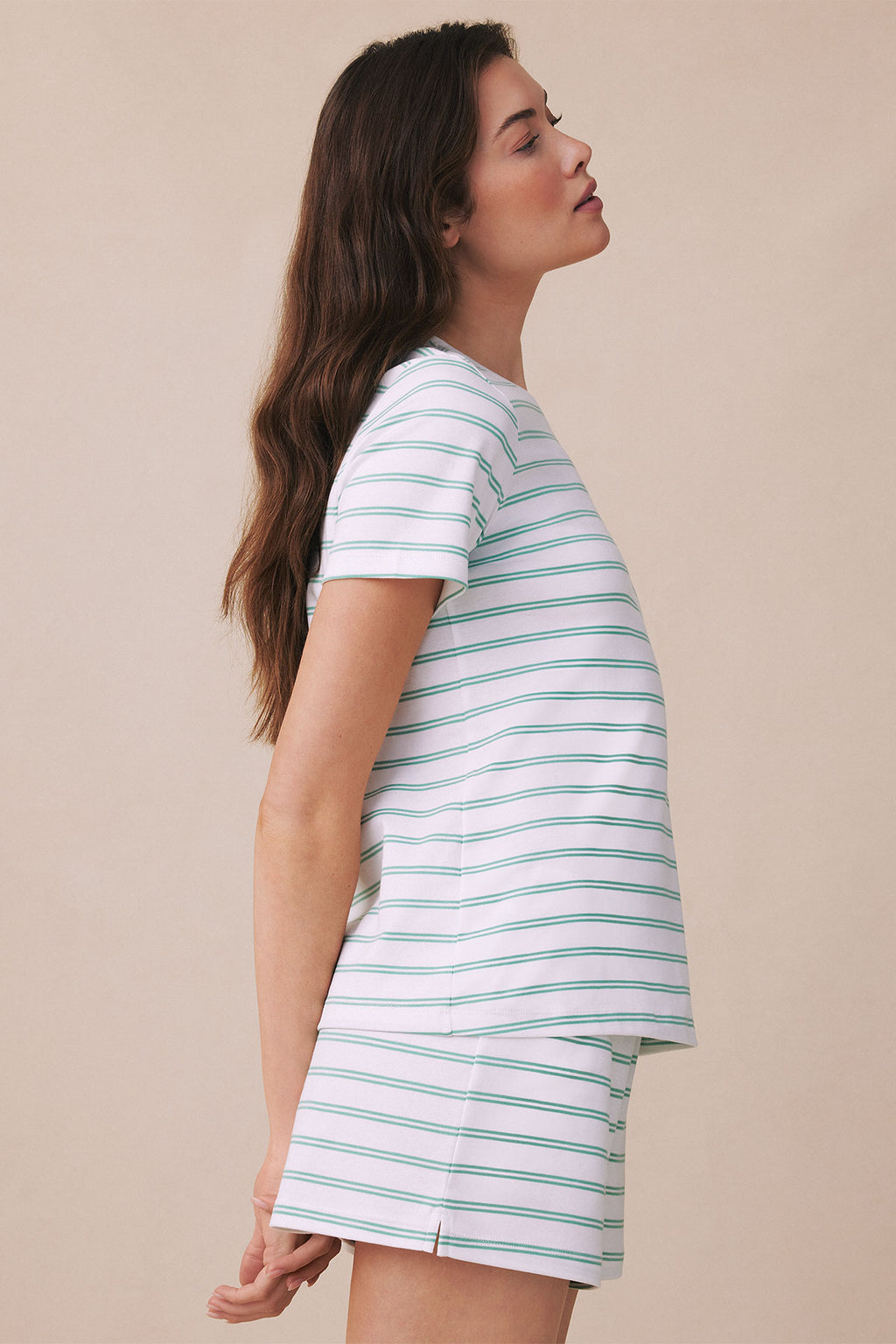 Pima Crew Shorts Set in Meadow White Stripe - Main Image 3