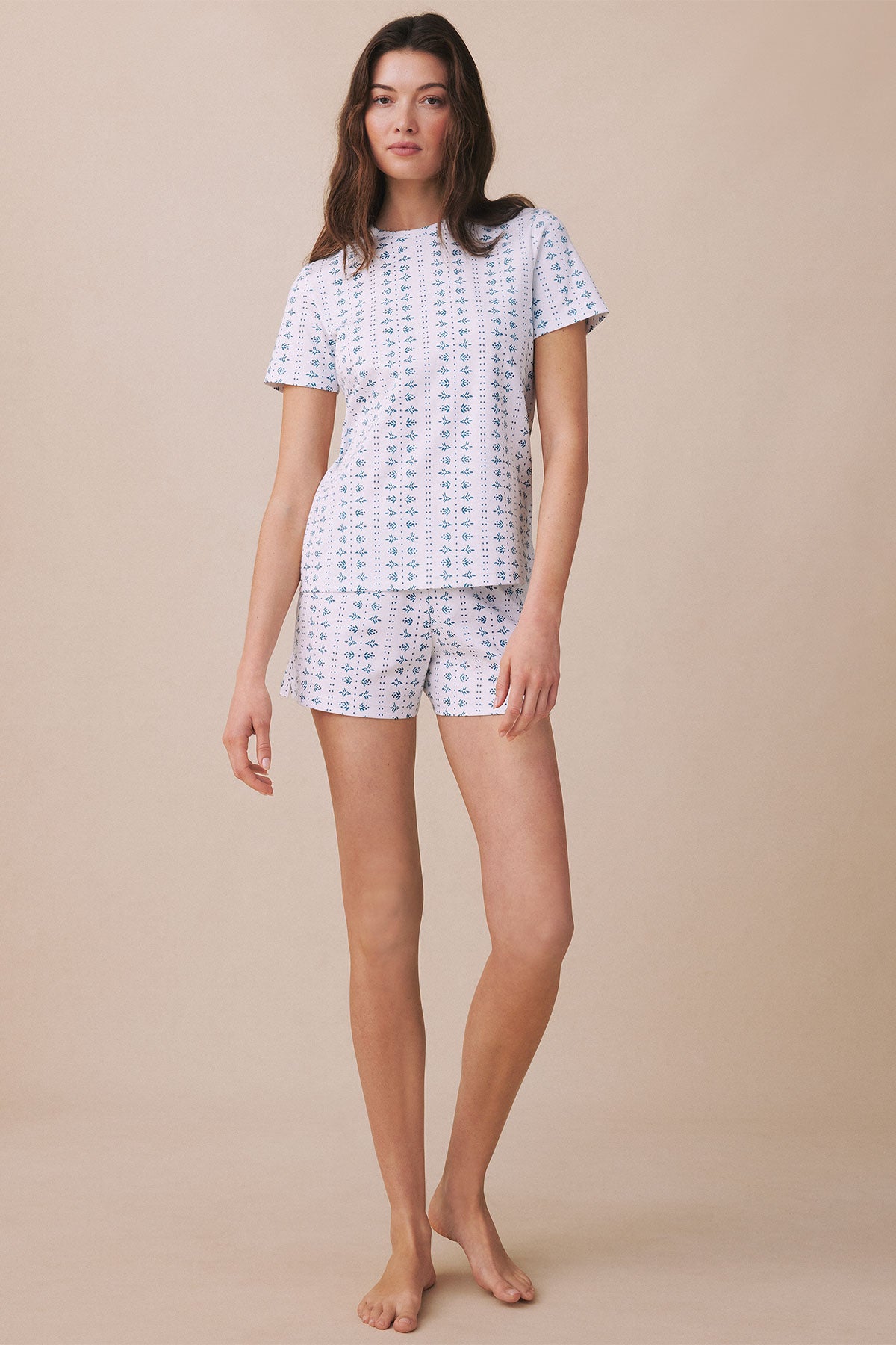 LAKE | Women | Pima Cotton Pajamas | Haven Blue Garden Arbor Crew