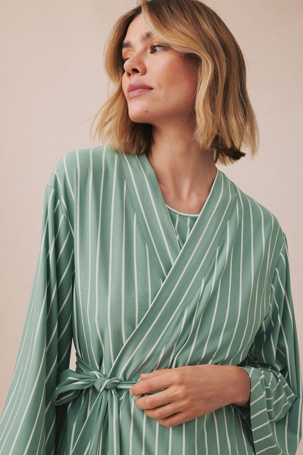 DreamModal® Kimono Three-Piece Pants Bundle in Boxwood Vertical Stripe - Main Image 2