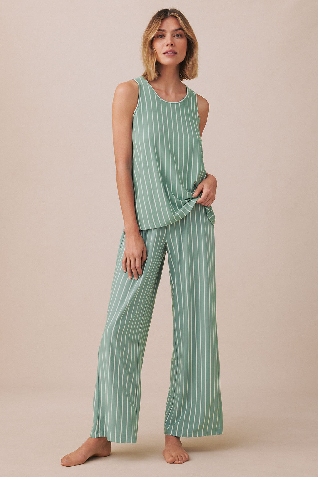DreamModal® Kimono Three-Piece Pants Bundle in Boxwood Vertical Stripe - Main Image 3