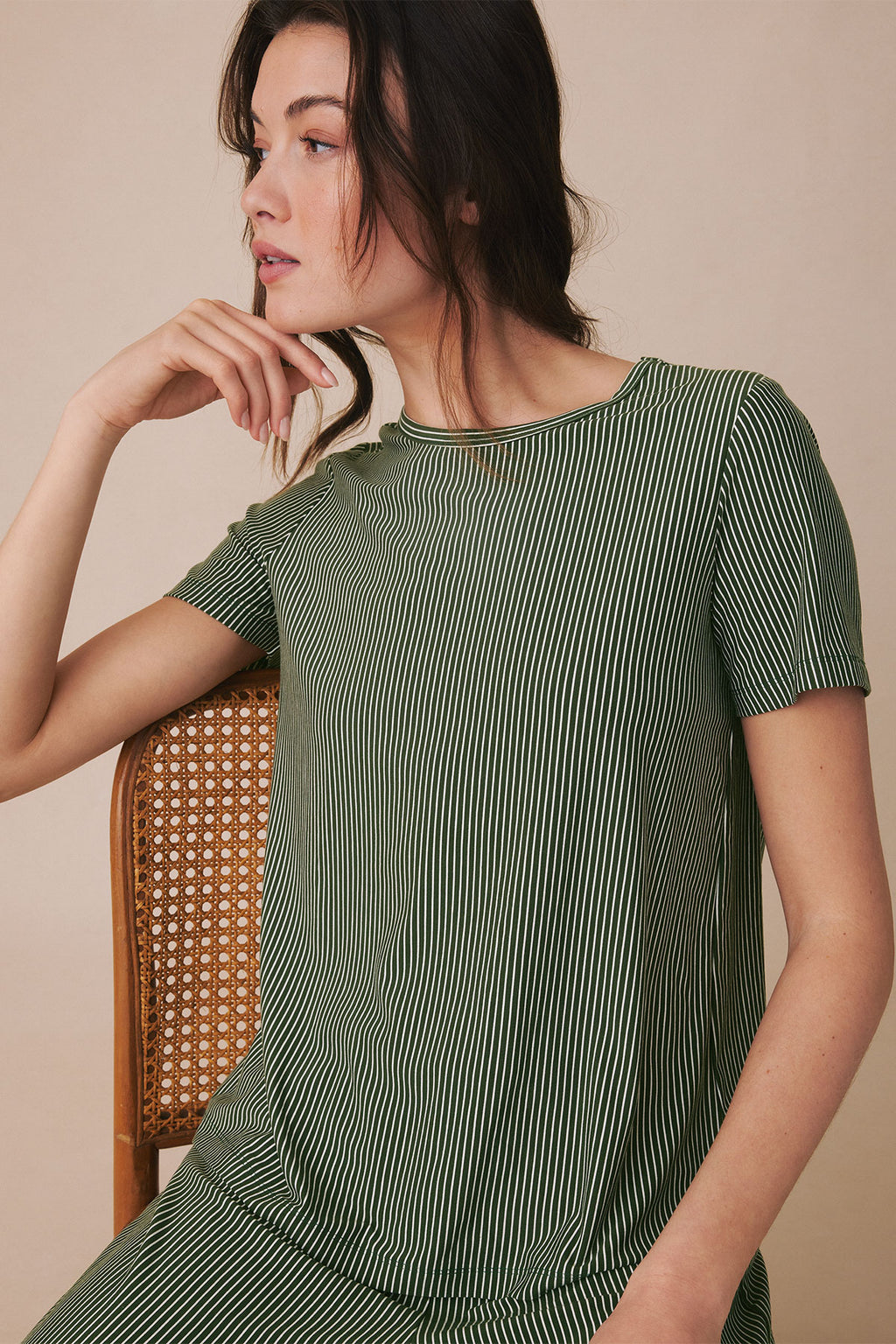 DreamModal® Ribbon Short-Long Set in Rosemary Vertical Micro Stripe - Main Image 1