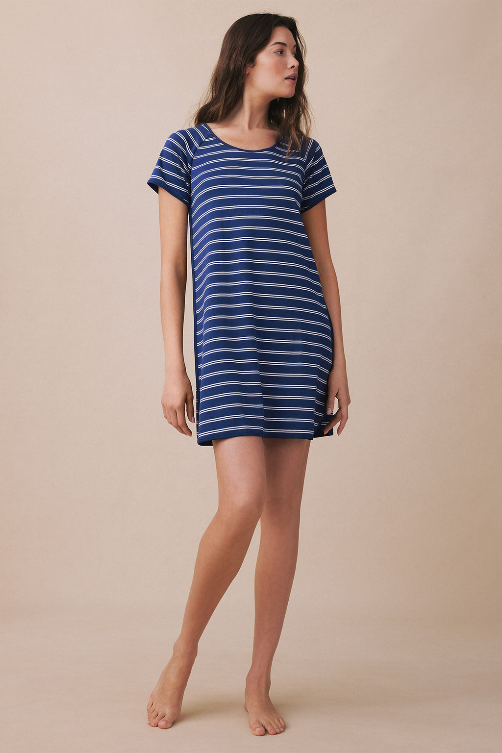 Pima Nightgown in Blue Depths Tidal Stripe - Main Image 4