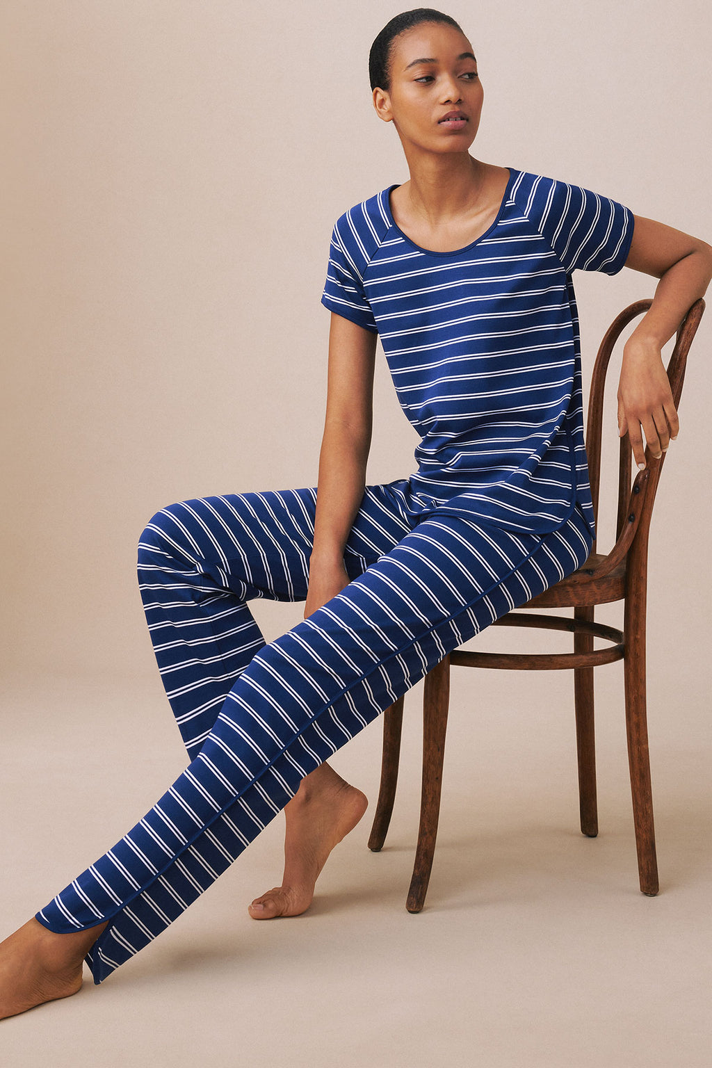 Pima Short-Long Set in Blue Depths Tidal Stripe - Main Image 1