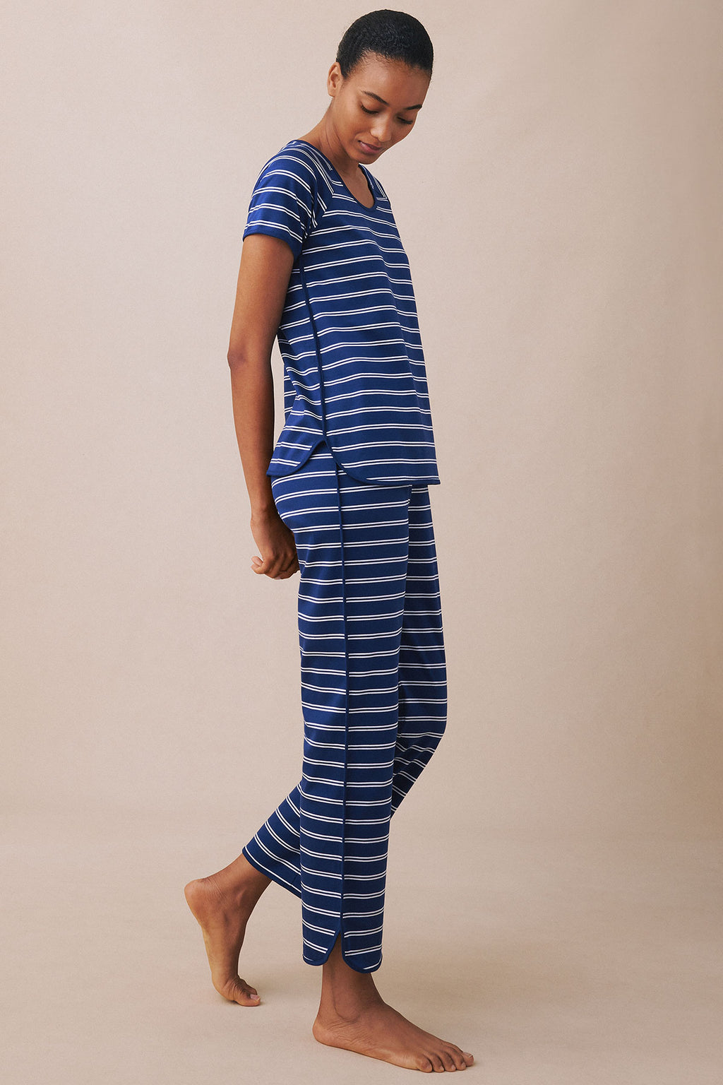 Pima Short-Long Set in Blue Depths Tidal Stripe - Main Image 4