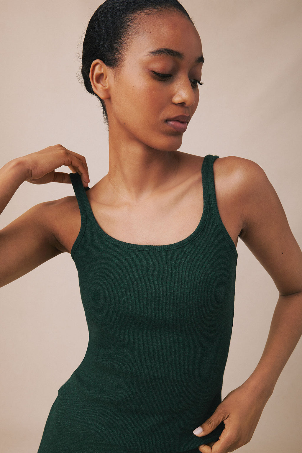 Pima Rib Wrap Three-Piece Pants Set in Trekking Green Heather - Main Image 3