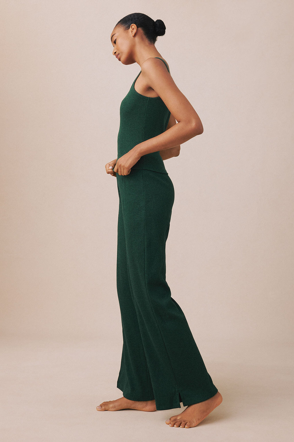 Pima Rib Wrap Three-Piece Pants Set in Trekking Green Heather - Main Image 5