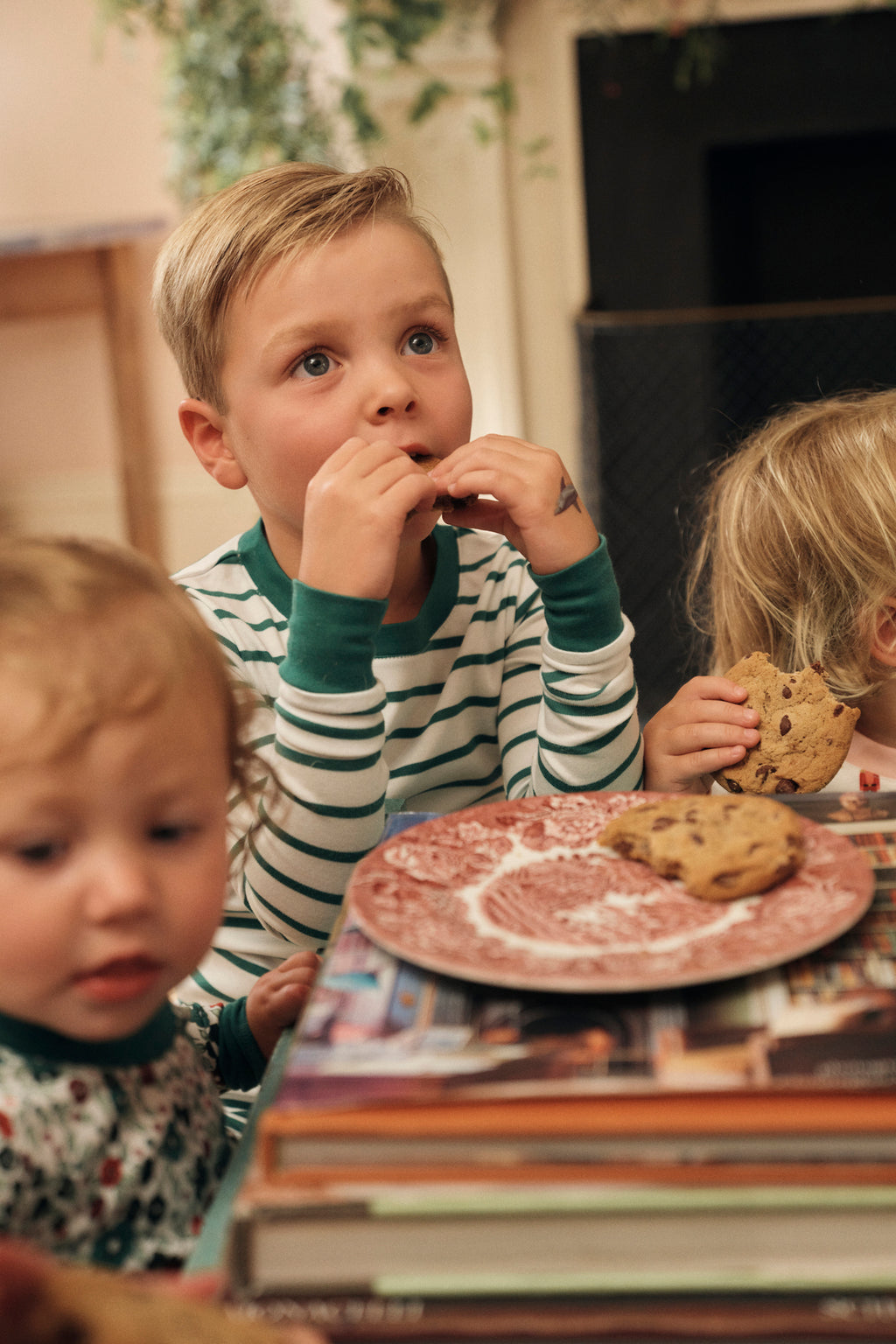 Kids Long-Long Set in Classic Green Anchor Stripe - Main Image 2