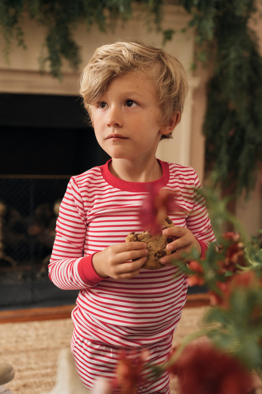 Kids Long-Long Set in Classic Red Voyager Stripe - Main Image 1