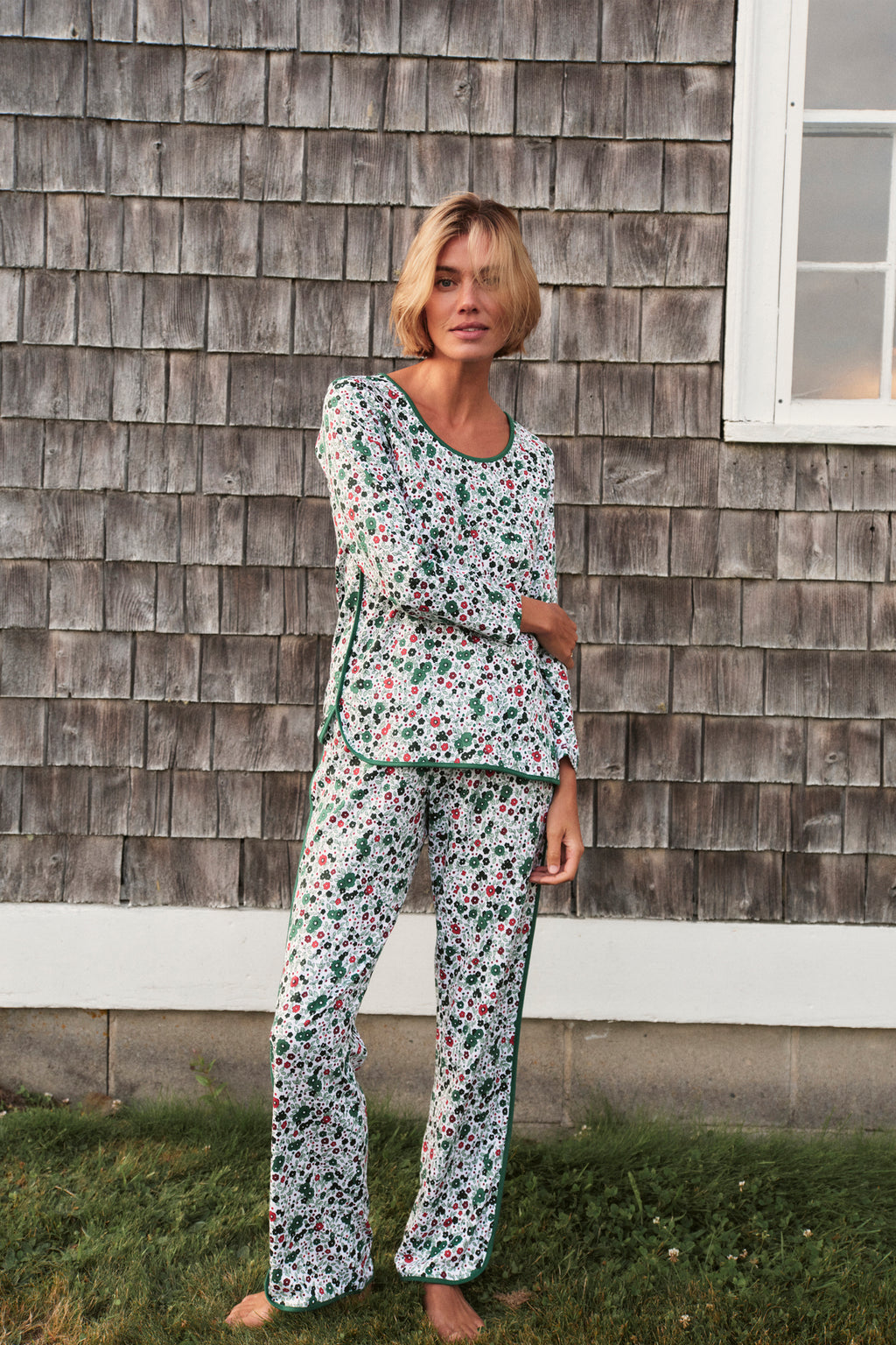 Pima Long-Long Set in Classic Green Vivian Floral - Main Image 1
