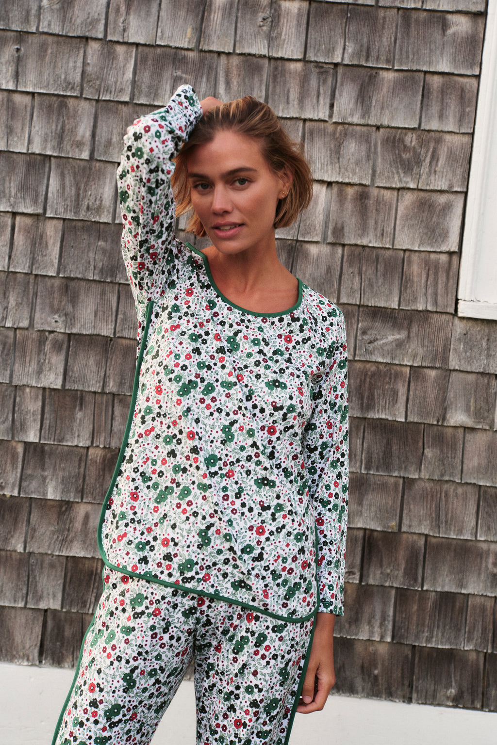 Pima Long-Long Set in Classic Green Vivian Floral - Main Image 2