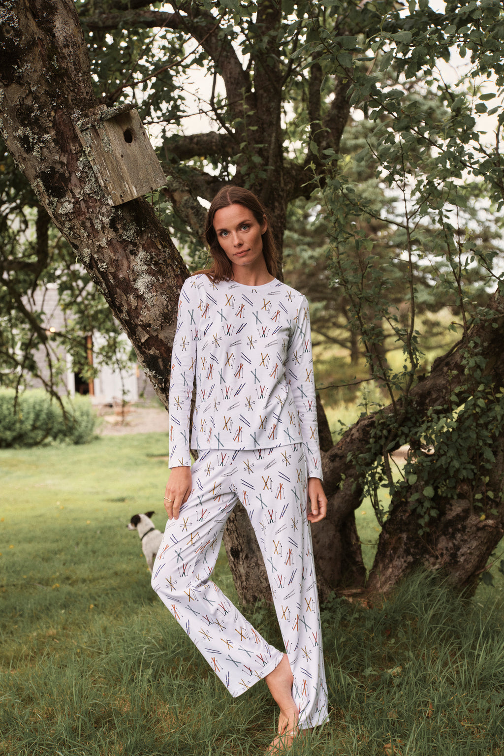 Pima Crew Long-Long Set in Vintage Skis - Main Image 1