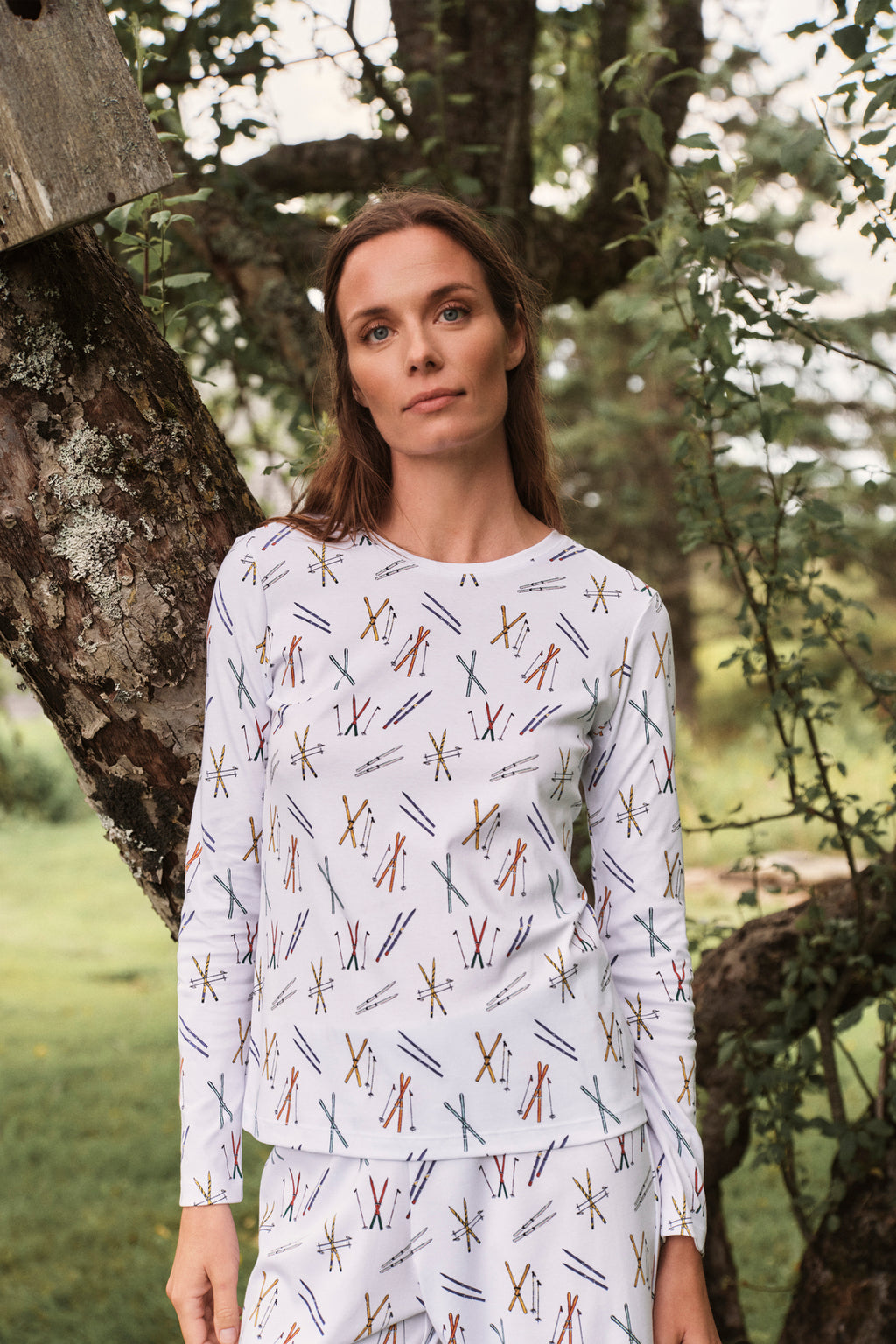 Pima Crew Long-Long Set in Vintage Skis - Main Image 2