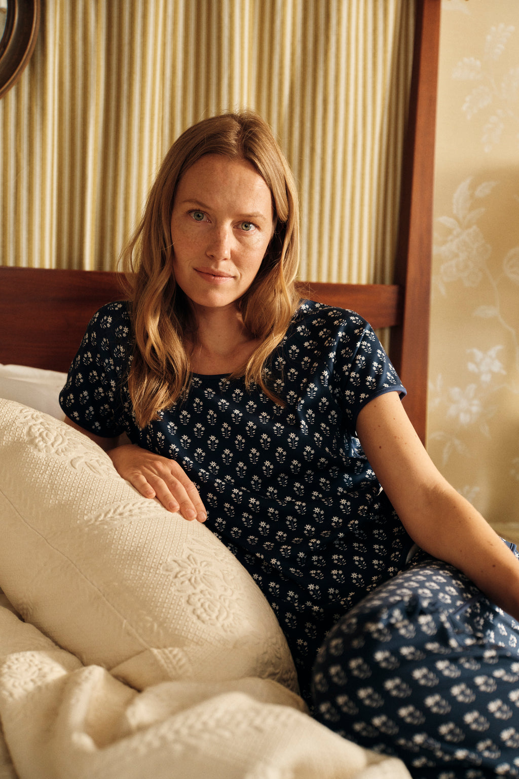 Pima Short-Long Set in English Navy Posy - Main Image 1