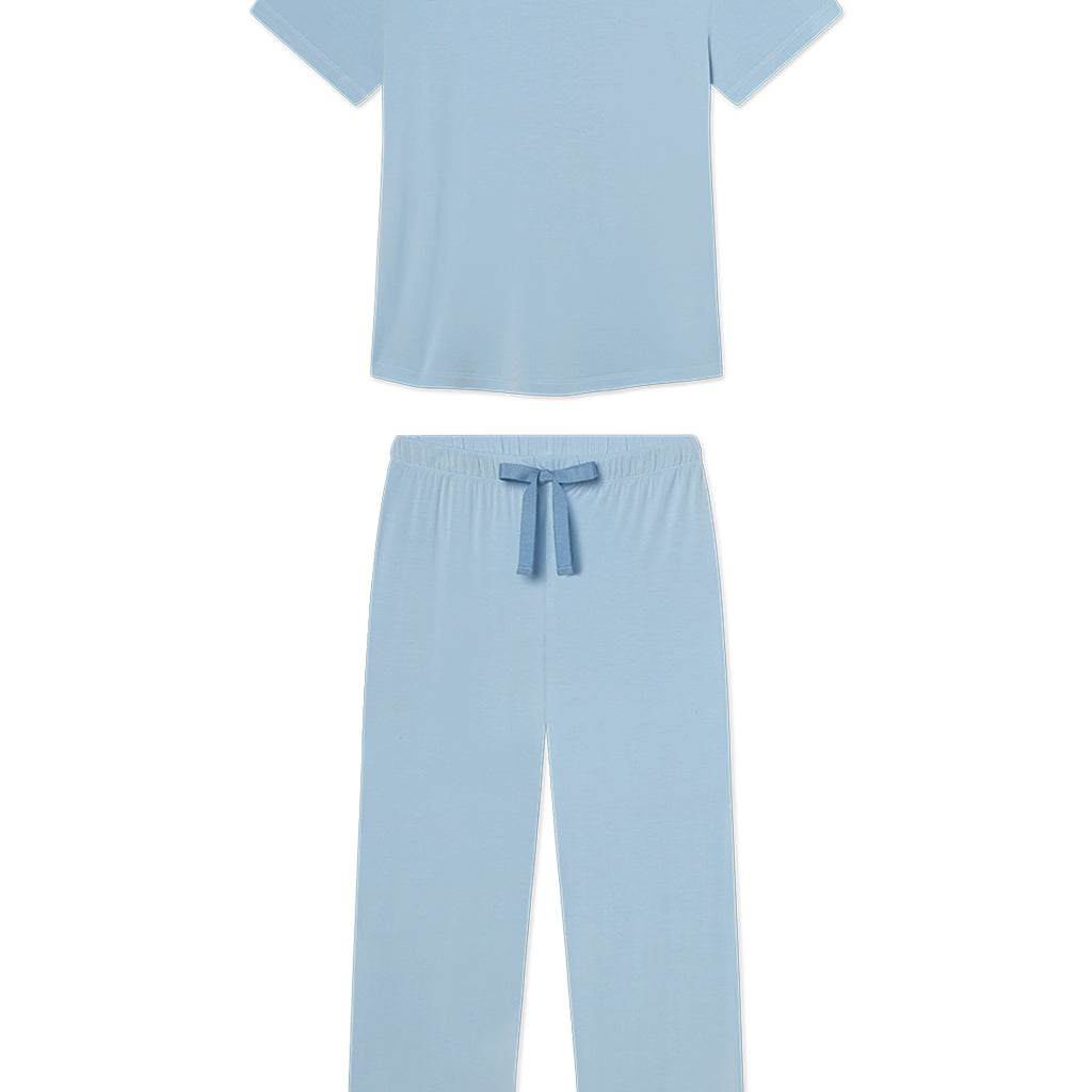 Lake Pajamas DreamModal Ribbon Short-Long Set in French Blue XXS