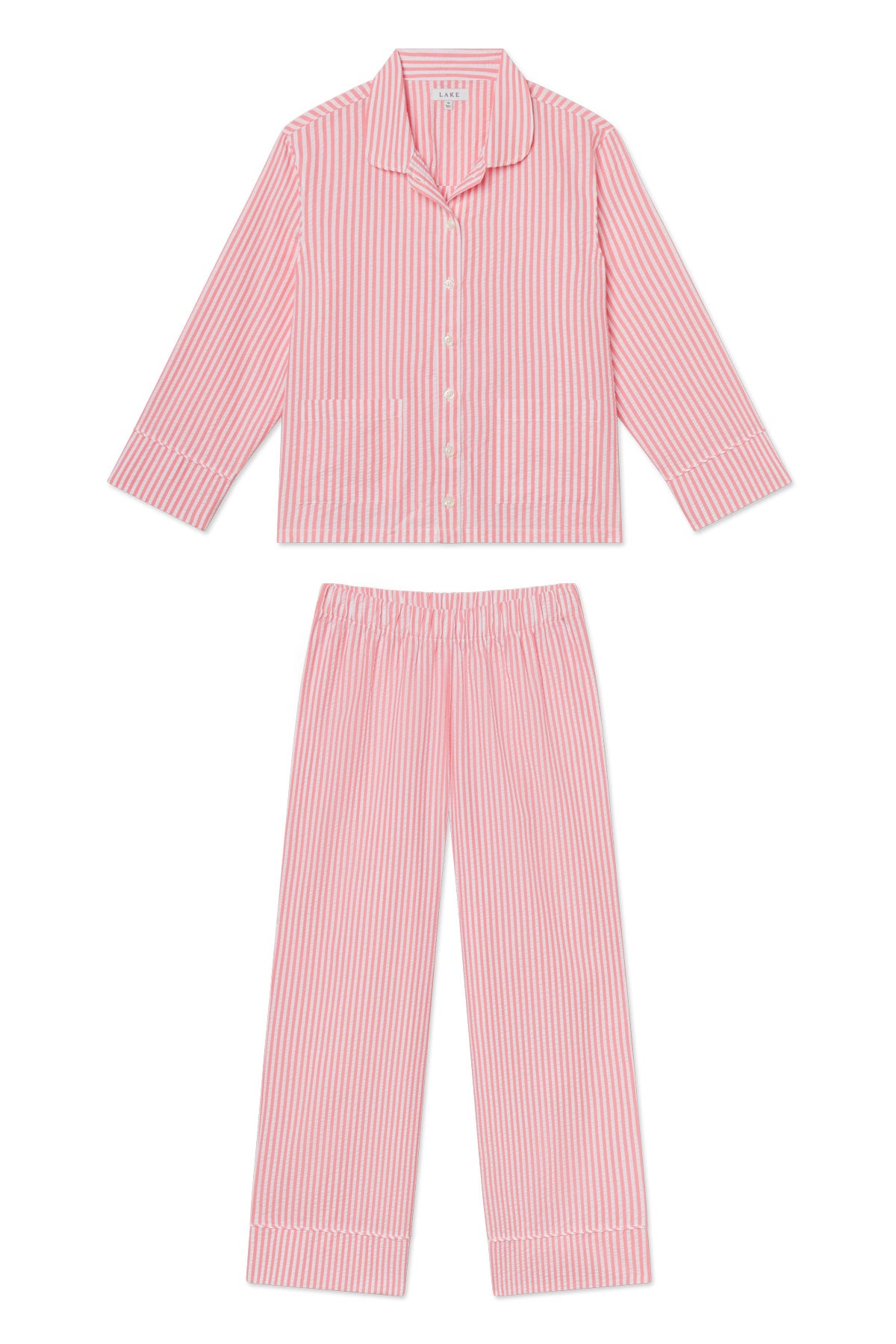 LAKE | Women | Cotton Pajamas | Gelato Seersucker Georgie Pocket
