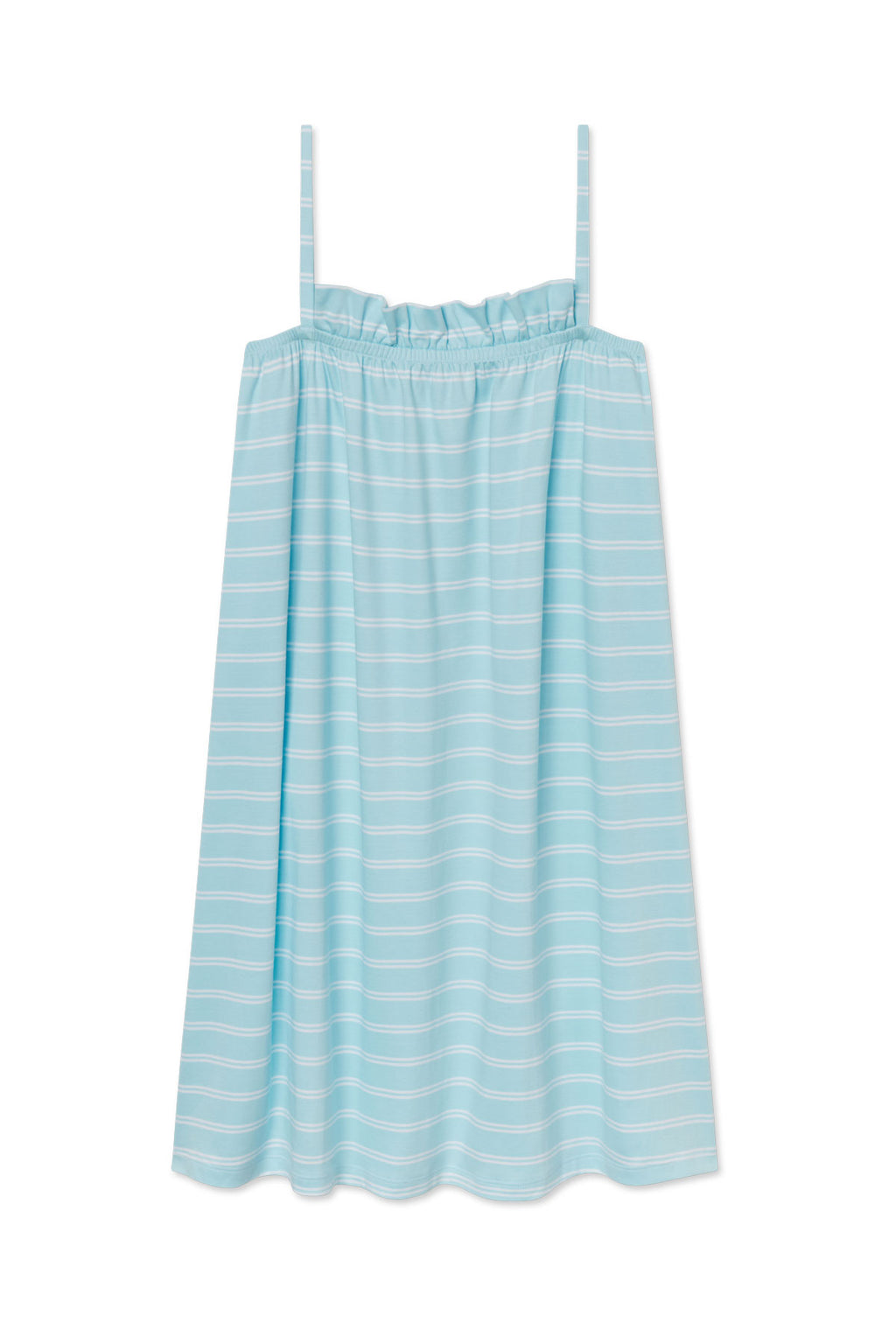 Pima Ruffle Nightgown in Salt Spray Tidal Stripe - Featured Image 4
