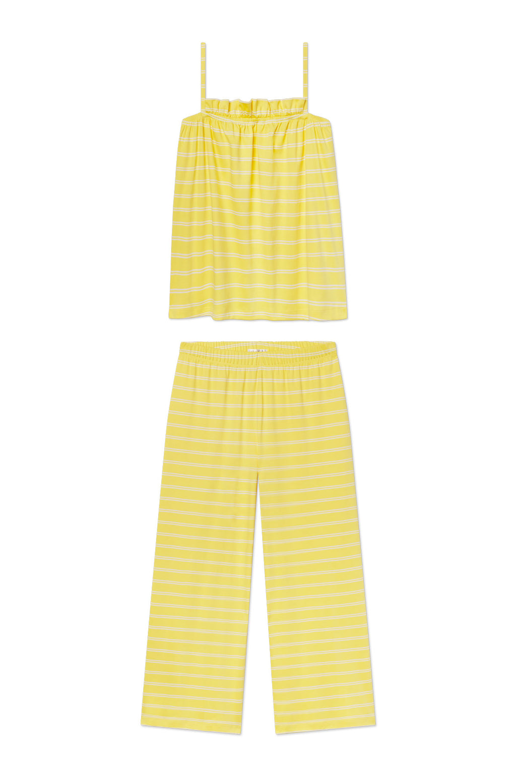 Pima Ruffle Pants Set in Zest Tidal Stripe - Featured Image 5