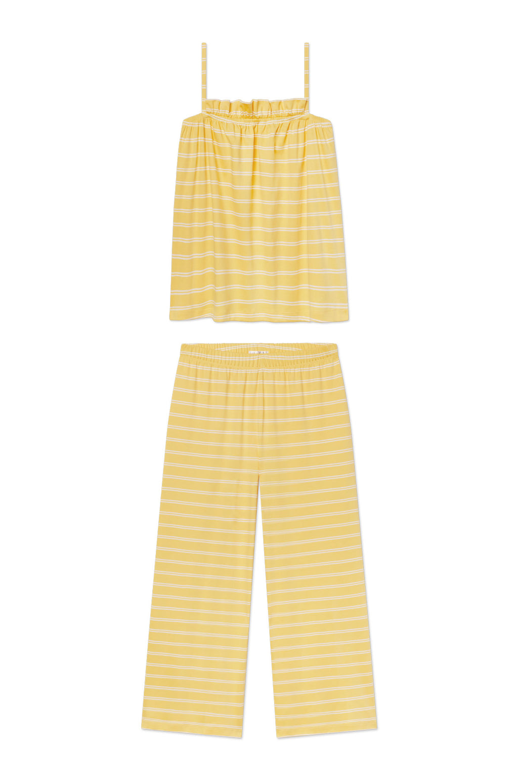 Pima Ruffle Pants Set in Zest Tidal Stripe - Featured Image 5