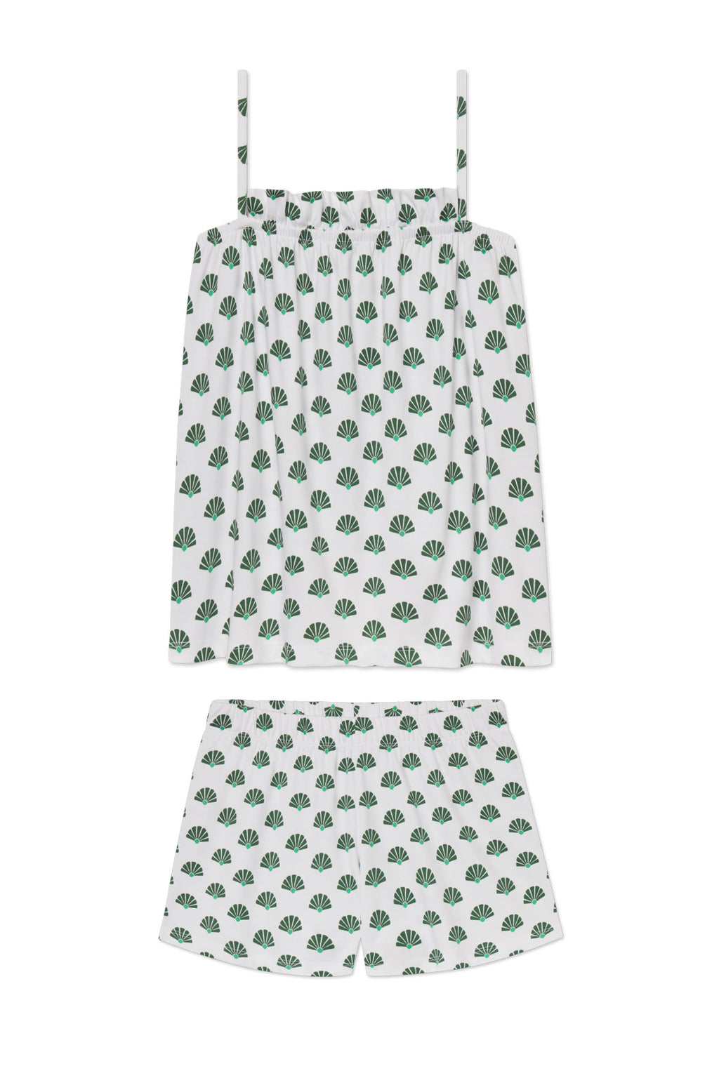 Pima Ruffle Shorts Set in Eden Scallop Shell - Featured Image 4