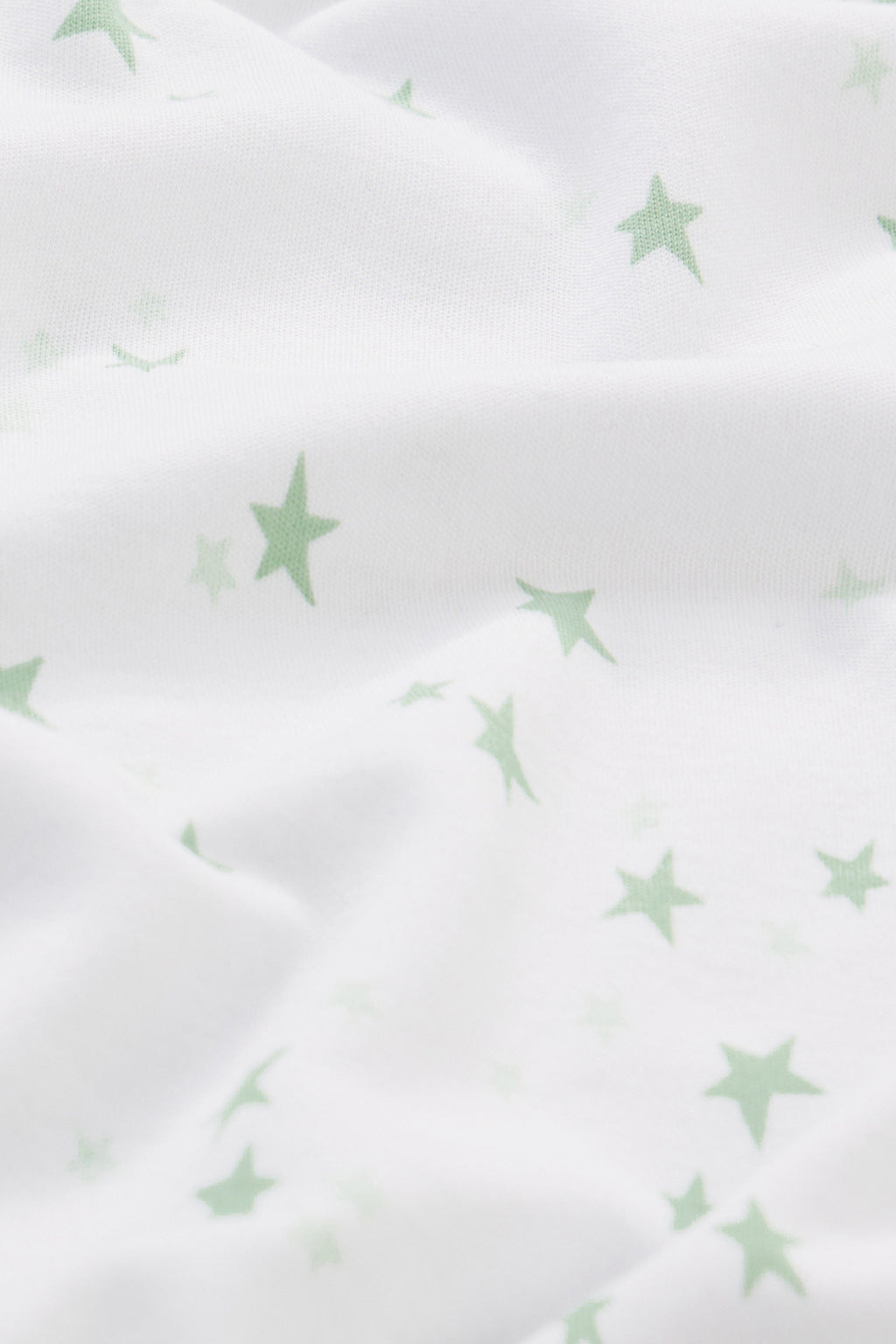 The Baby Bodysuit Bundle in Parisian Green features a white base with scattered green stars, made from 100% soft Pima cotton with a slightly wrinkled texture.