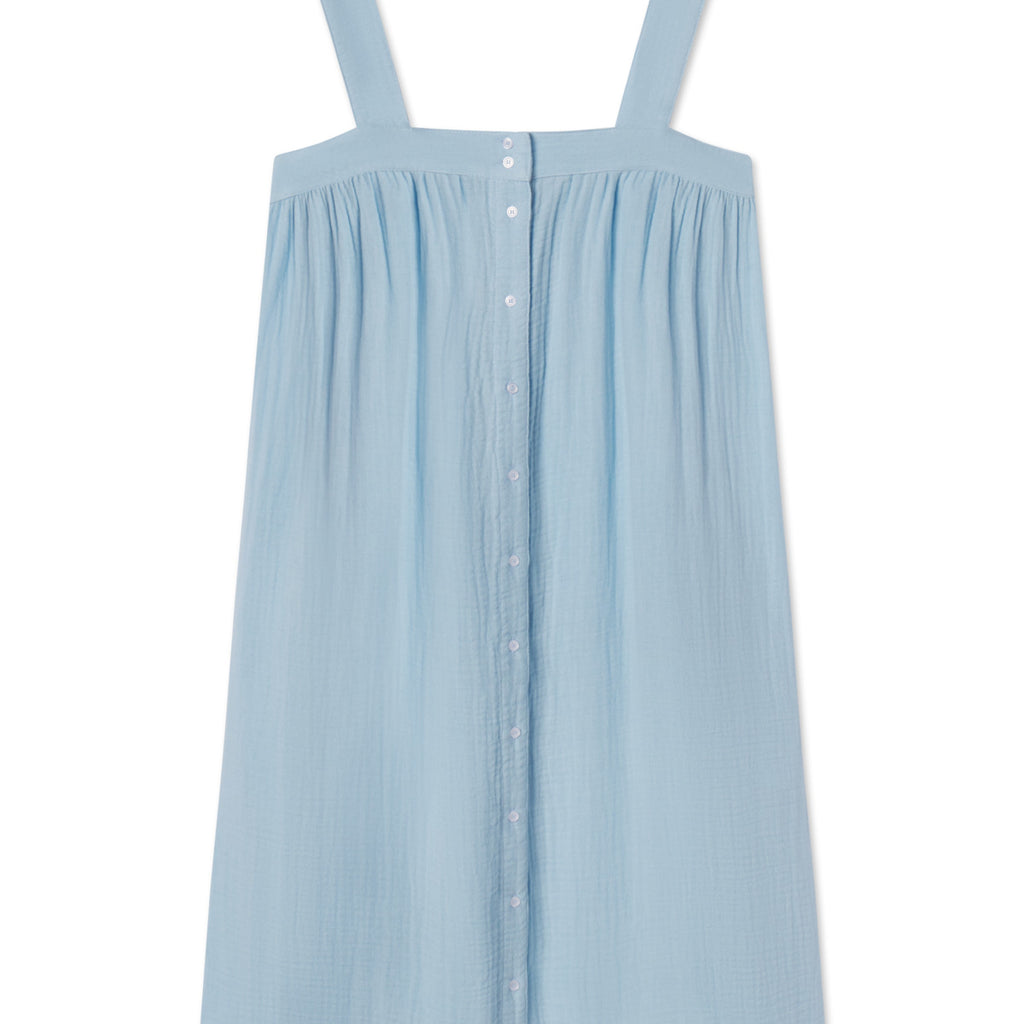 LAKE Pajamas Hamptons Nightgown in French Blue Gauze — XXS