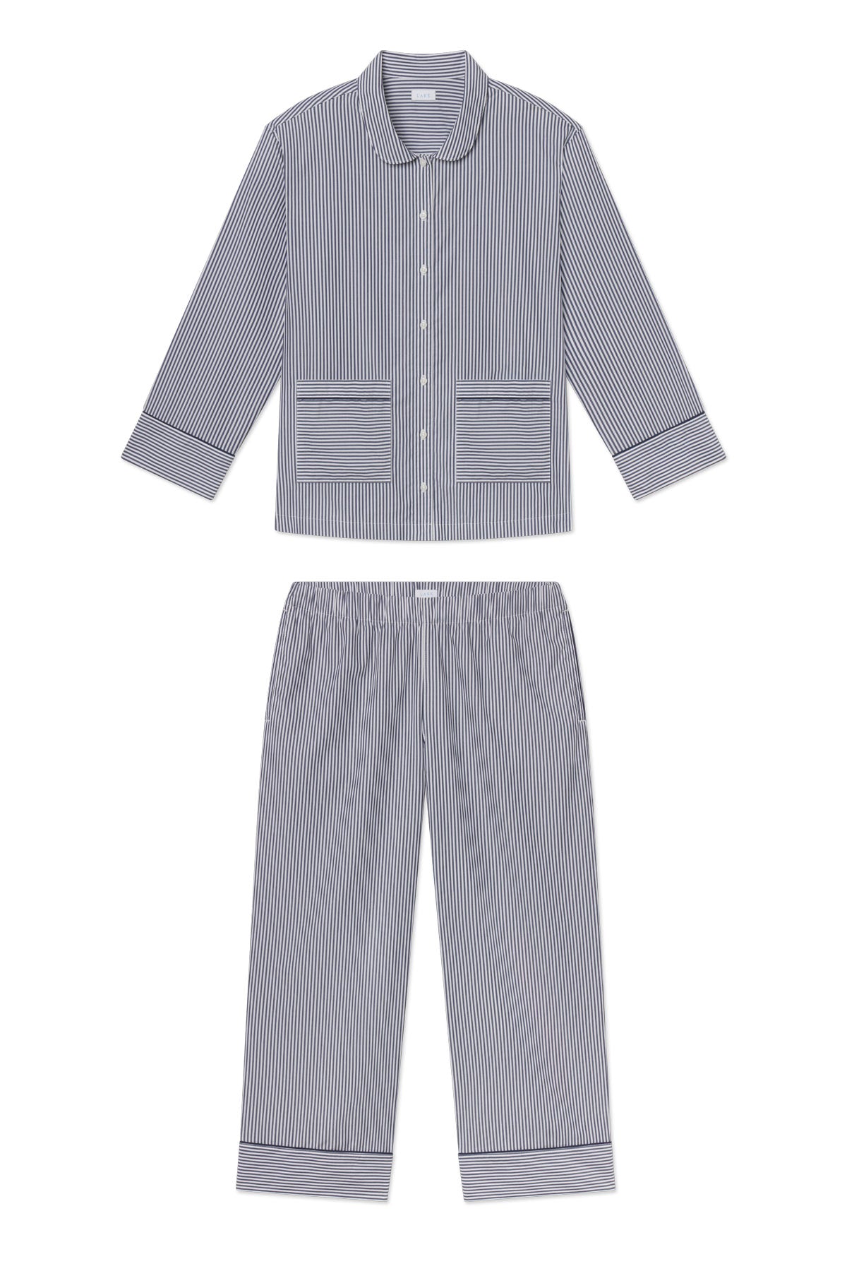 LAKE | Women | Poplin Pajamas | English Navy Riviera Stripe Poplin