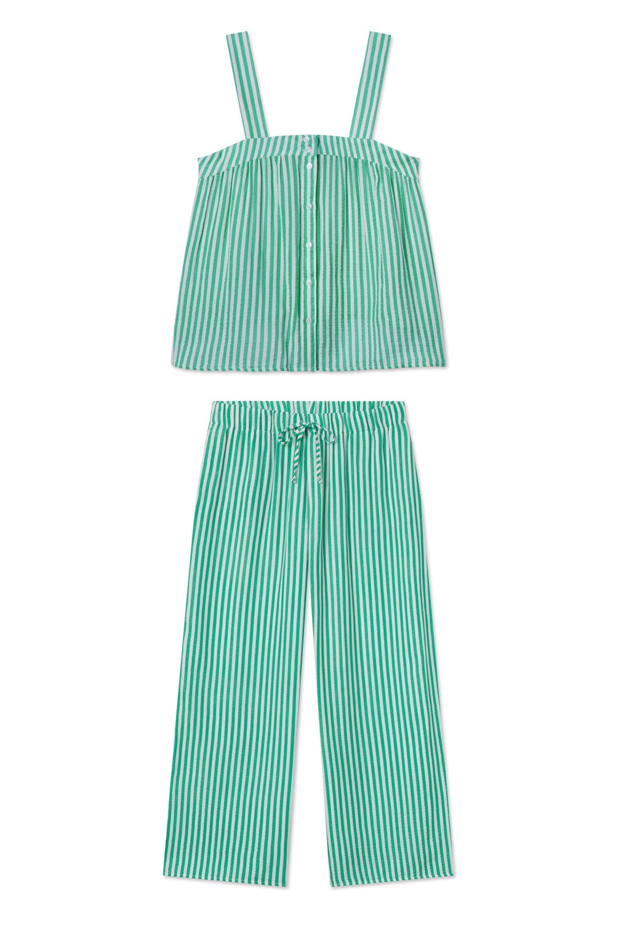 LAKE | Women | Cotton Pajamas | Jadeite Awning Stripe Hamptons Pants