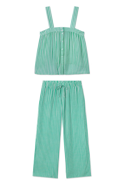 LAKE | Women | Cotton Pajamas | Jadeite Awning Stripe Hamptons Pants