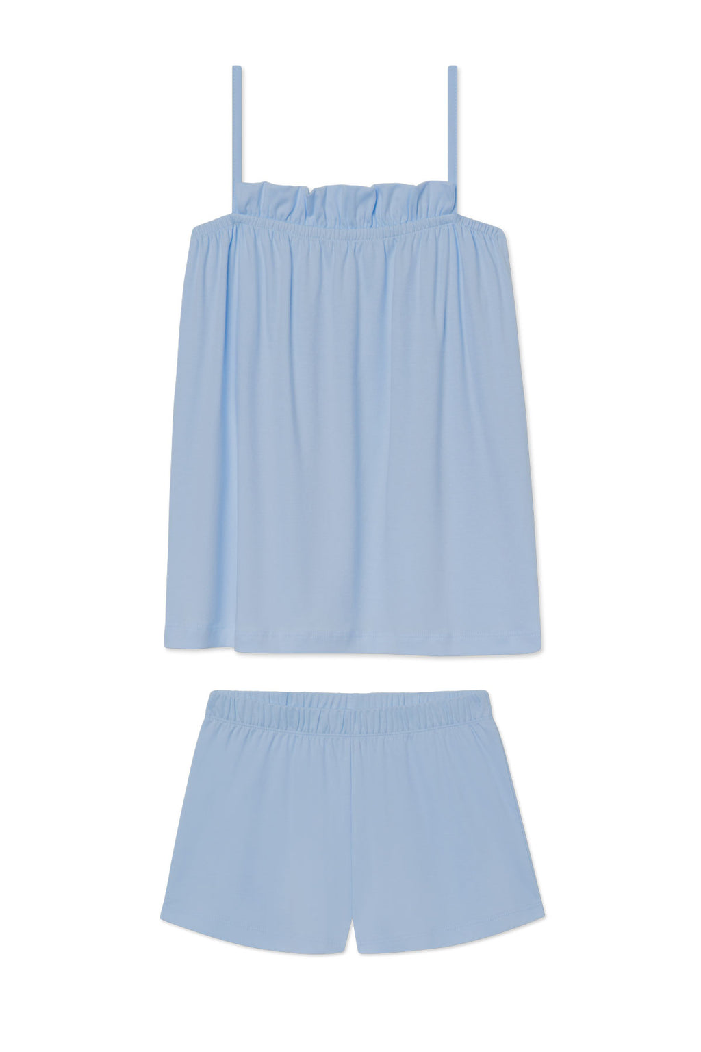 Pima Ruffle Shorts Set in French Blue Solid - Featured Image 0