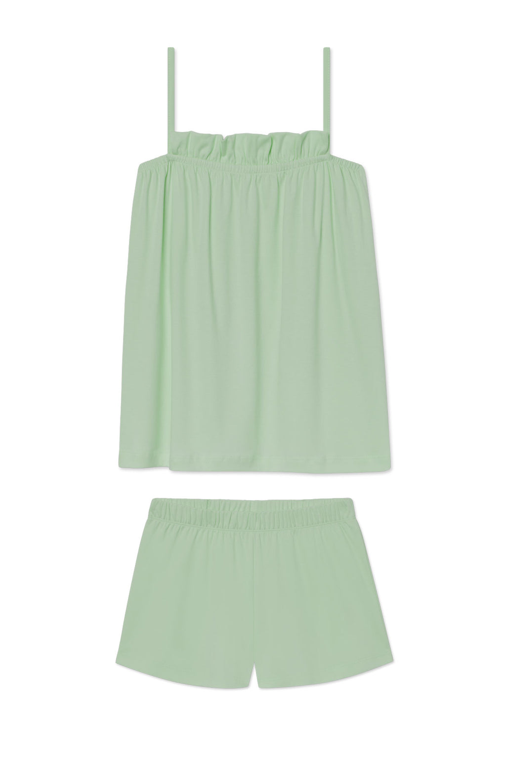 Pima Ruffle Shorts Set in Parisian Green Solid - Featured Image 0