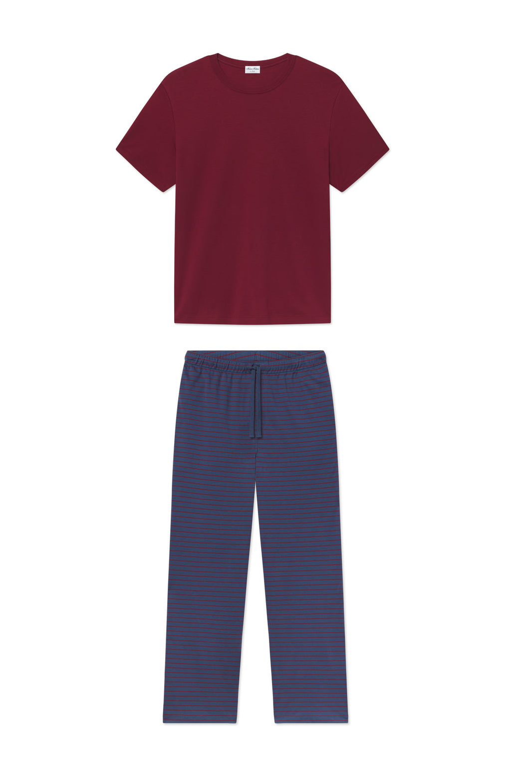 Men's Pima Sleep Short-Long Set in Navy Royal Stripe - Main Featured Image