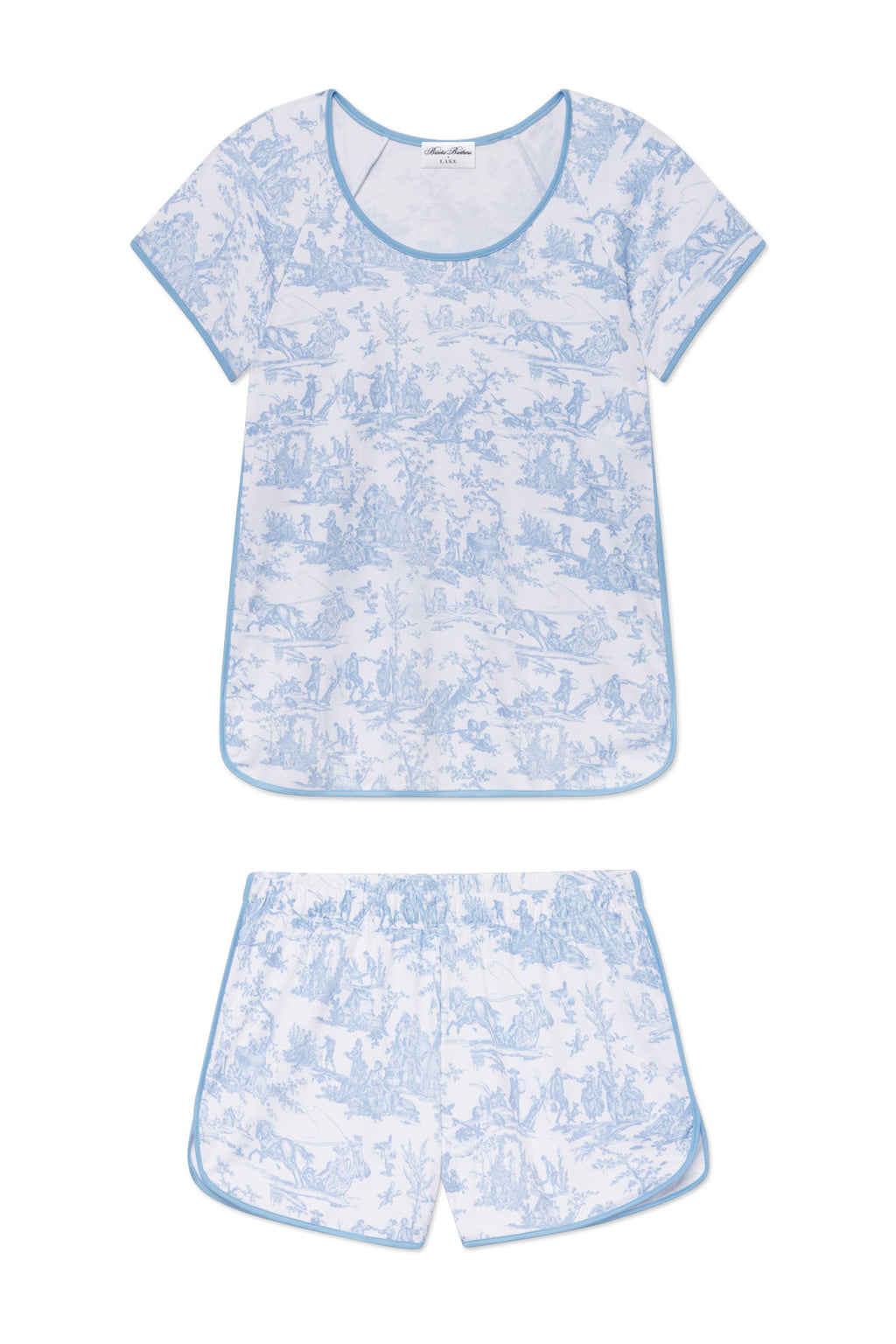 Pima Shorts Set in Classic Blue Toile - Main Featured Image